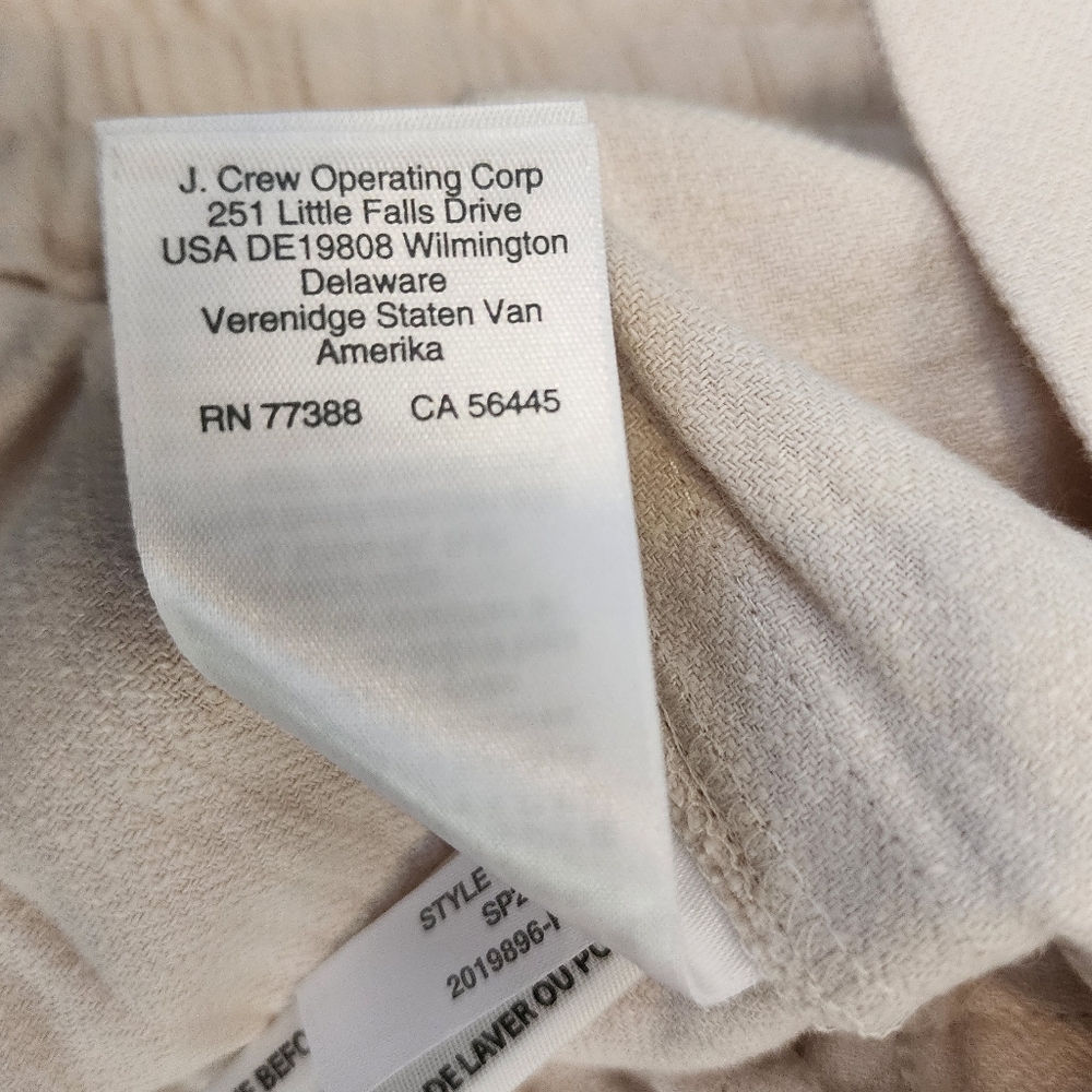 J. Crew Cargo Pants Linen Blend Ivory Zip Hem Split Size 00 - Picture 8 of 13